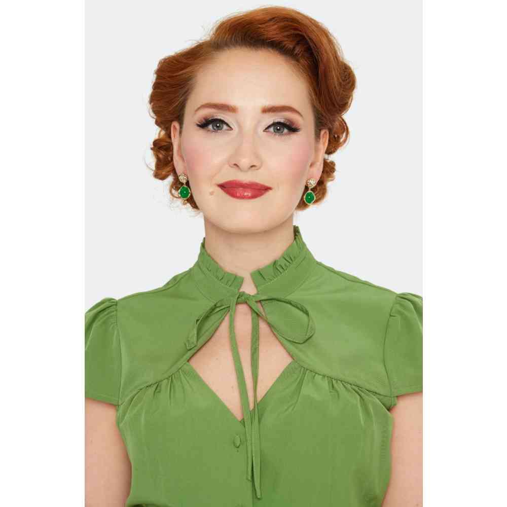 Voodoo Vixen - Jade Stone Drop Ohrringe - Goldfarben